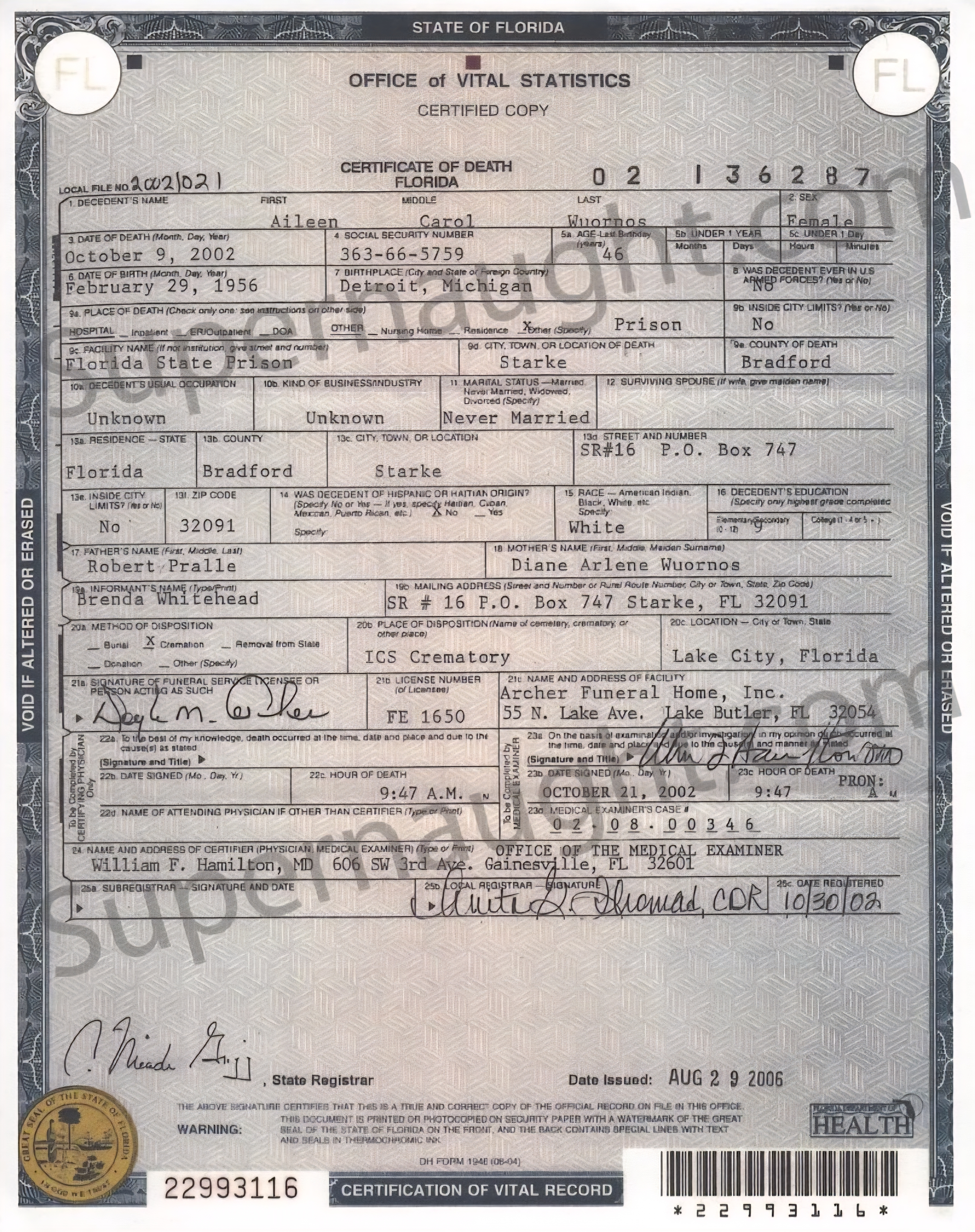 Aileen Wuornos Archive